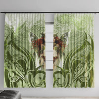 New Zealand Maori Fairy Patupaiarehe Window Curtain Polynesian Style LT05 With Hooks Red - Polynesian Pride