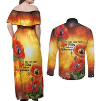 ANZAC Day Red Poppy Couples Matching Off Shoulder Maxi Dress and Long Sleeve Button Shirt Honoring The ANZAC Spirit