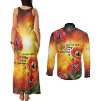 ANZAC Day Red Poppy Couples Matching Tank Maxi Dress and Long Sleeve Button Shirt Honoring The ANZAC Spirit