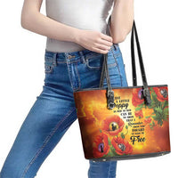 ANZAC Day Red Poppy Leather Tote Bag Honoring The ANZAC Spirit