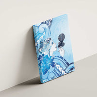 Aotearoa Maori Wahine Canvas Wall Art Fantail Bird Blue Gold Marble