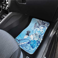 Aotearoa Maori Wahine Car Mats Fantail Bird Blue Gold Marble