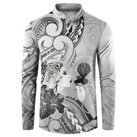 Aotearoa Maori Wahine Button Sweatshirt Fantail Bird Black Gold Marble
