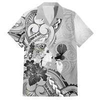 Aotearoa Maori Wahine Family Matching Summer Maxi Dress and Hawaiian Shirt Fantail Bird Black Gold Marble LT05 Dad's Shirt - Short Sleeve Black - Polynesian Pride