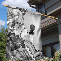 Aotearoa Maori Wahine Garden Flag Fantail Bird Black Gold Marble