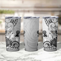 Aotearoa Maori Wahine Tumbler Cup Fantail Bird Black Gold Marble