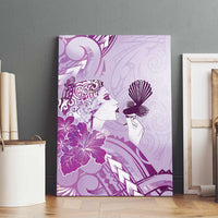 Aotearoa Maori Wahine Canvas Wall Art Fantail Bird Purple Gold Marble