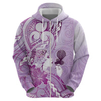 Aotearoa Maori Wahine Hoodie Fantail Bird Purple Gold Marble