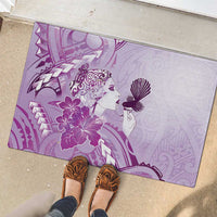 Aotearoa Maori Wahine Rubber Doormat Fantail Bird Purple Gold Marble