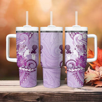 Aotearoa Maori Wahine Tumbler With Handle Fantail Bird Purple Gold Marble LT05 - Polynesian Pride