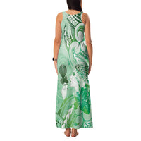 Aotearoa Maori Wahine Family Matching Tank Maxi Dress and Hawaiian Shirt Fantail Bird Green Gold Marble LT05 - Polynesian Pride