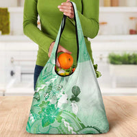 Aotearoa Maori Wahine Grocery Bag Fantail Bird Green Gold Marble LT05 - Polynesian Pride