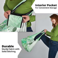 Aotearoa Maori Wahine Grocery Bag Fantail Bird Green Gold Marble LT05 - Polynesian Pride