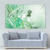 Aotearoa Maori Wahine Tapestry Fantail Bird Green Gold Marble