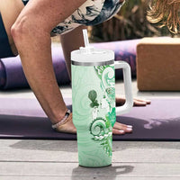 Aotearoa Maori Wahine Tumbler With Handle Fantail Bird Green Gold Marble LT05 - Polynesian Pride