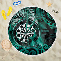 New Zealand Darts Beach Blanket Maori Koru Dartboard Turquoise Flame LT05 One Size 150cm Turquoise - Polynesian Pride