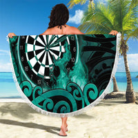 New Zealand Darts Beach Blanket Maori Koru Dartboard Turquoise Flame LT05 - Polynesian Pride