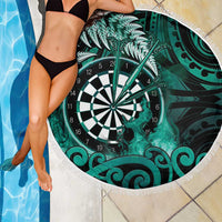 New Zealand Darts Beach Blanket Maori Koru Dartboard Turquoise Flame LT05 - Polynesian Pride