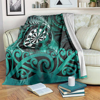 New Zealand Darts Blanket Maori Koru Dartboard Turquoise Flame