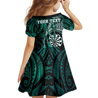 Personalised New Zealand Darts Family Matching Summer Maxi Dress and Hawaiian Shirt Maori Koru Dartboard Turquoise Flame