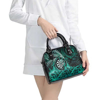 New Zealand Darts Shoulder Handbag Maori Koru Dartboard Turquoise Flame