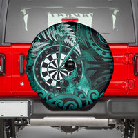 New Zealand Darts Spare Tire Cover Maori Koru Dartboard Turquoise Flame