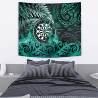 New Zealand Darts Tapestry Maori Koru Dartboard Turquoise Flame
