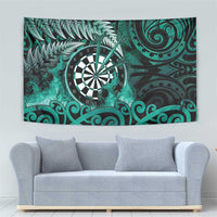 New Zealand Darts Tapestry Maori Koru Dartboard Turquoise Flame