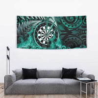 New Zealand Darts Tapestry Maori Koru Dartboard Turquoise Flame