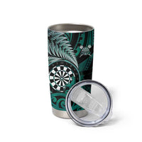 Personalised New Zealand Darts Tumbler Cup Maori Koru Dartboard Turquoise Flame LT05 - Polynesian Pride