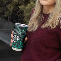 Personalised New Zealand Darts Tumbler Cup Maori Koru Dartboard Turquoise Flame LT05 - Polynesian Pride