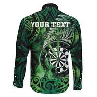 Personalised New Zealand Darts Family Matching Summer Maxi Dress and Hawaiian Shirt Maori Koru Dartboard Green Flame