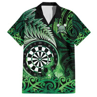 Personalised New Zealand Darts Family Matching Tank Maxi Dress and Hawaiian Shirt Maori Koru Dartboard Green Flame