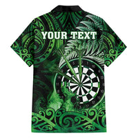 Personalised New Zealand Darts Family Matching Tank Maxi Dress and Hawaiian Shirt Maori Koru Dartboard Green Flame