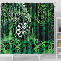 New Zealand Darts Shower Curtain Maori Koru Dartboard Green Flame