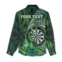 Personalised New Zealand Darts Women Casual Shirt Maori Koru Dartboard Green Flame LT05 - Polynesian Pride