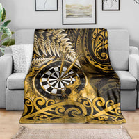 New Zealand Darts Blanket Maori Koru Dartboard Gold Flame
