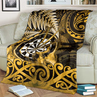 New Zealand Darts Blanket Maori Koru Dartboard Gold Flame