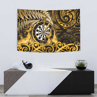 New Zealand Darts Tapestry Maori Koru Dartboard Gold Flame