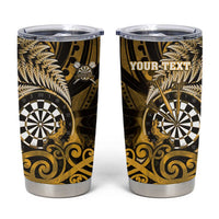 Personalised New Zealand Darts Tumbler Cup Maori Koru Dartboard Gold Flame LT05 Gold - Polynesian Pride
