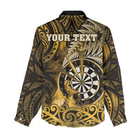 Personalised New Zealand Darts Women Casual Shirt Maori Koru Dartboard Gold Flame LT05 - Polynesian Pride