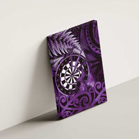 New Zealand Darts Canvas Wall Art Maori Koru Dartboard Purple Flame