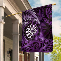 New Zealand Darts Garden Flag Maori Koru Dartboard Purple Flame