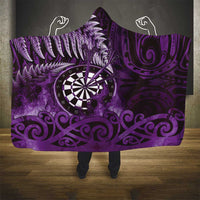 New Zealand Darts Hooded Blanket Maori Koru Dartboard Purple Flame