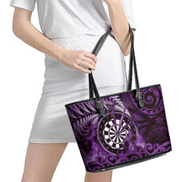 New Zealand Darts Leather Tote Bag Maori Koru Dartboard Purple Flame LT05 - Polynesian Pride