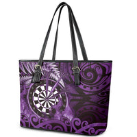 New Zealand Darts Leather Tote Bag Maori Koru Dartboard Purple Flame LT05 - Polynesian Pride