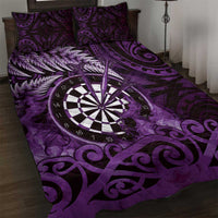 New Zealand Darts Quilt Bed Set Maori Koru Dartboard Purple Flame LT05 Purple - Polynesian Pride