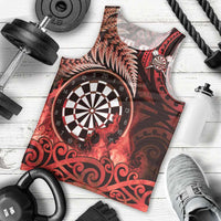 Personalised New Zealand Darts Men Tank Top Maori Koru Dartboard Red Flame