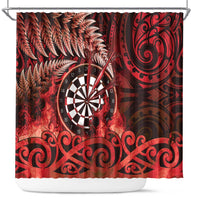 New Zealand Darts Shower Curtain Maori Koru Dartboard Red Flame