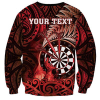 Personalised New Zealand Darts Sweatshirt Maori Koru Dartboard Red Flame
